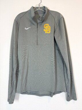 Nike San Diego Padres Pullover Jacket Gray Logo Half Zip Medium